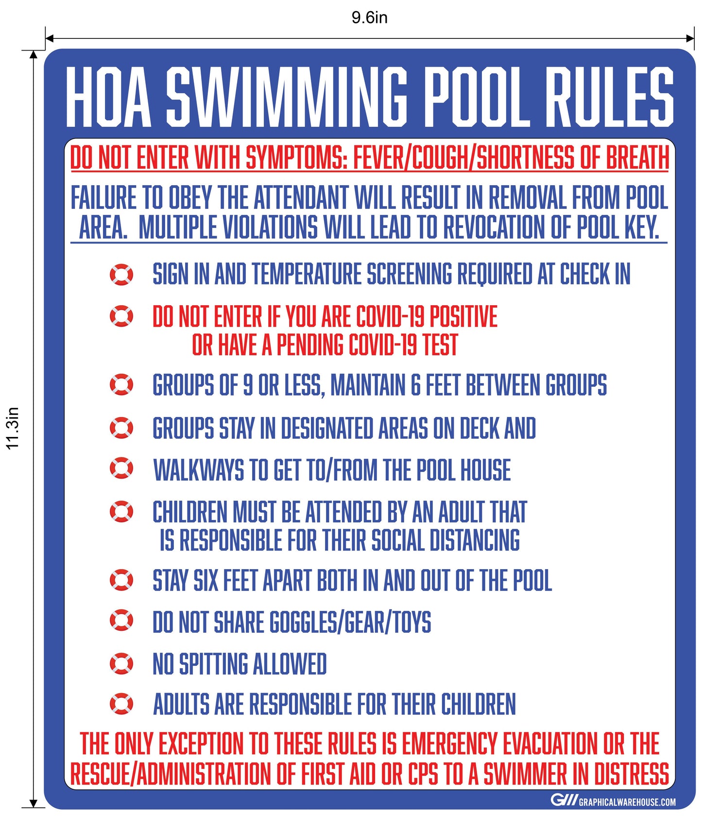 "Home Owners Association Swimming Pool Rules" Adhesive Durable Vinyl Decal- Various Sizes Available