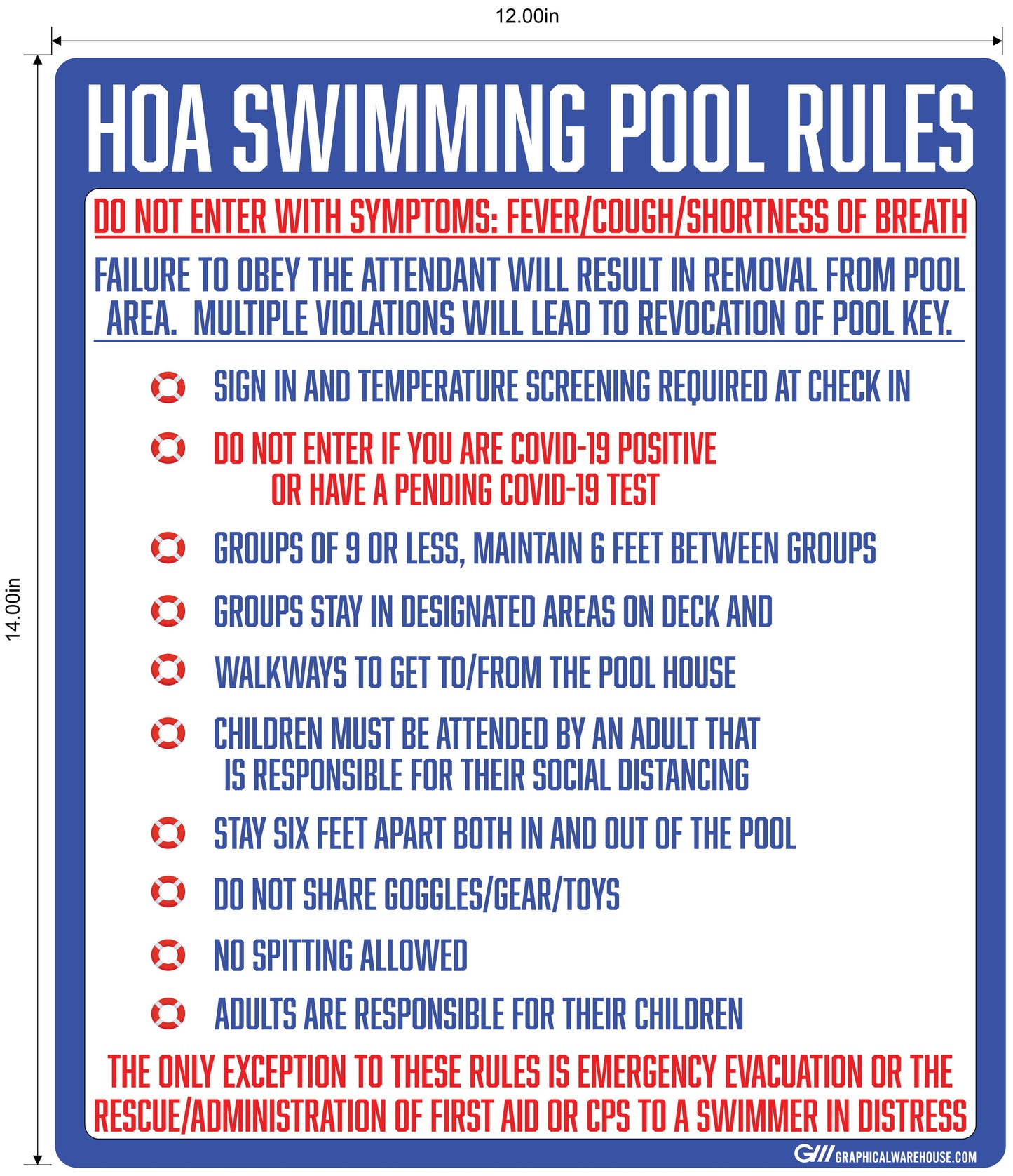 "Home Owners Association Swimming Pool Rules" Adhesive Durable Vinyl Decal- Various Sizes Available