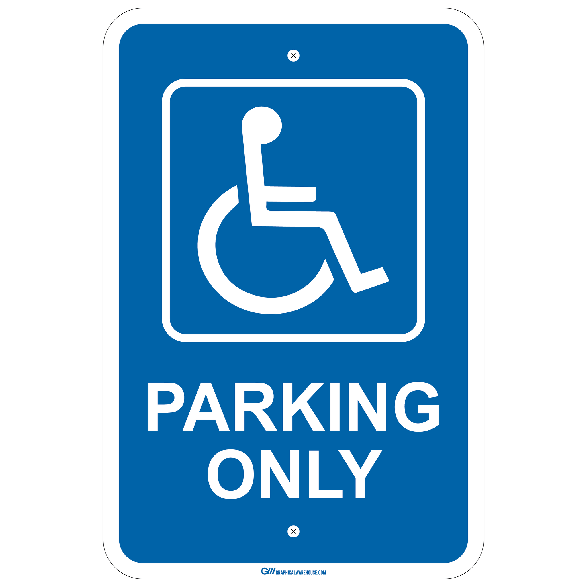 "Handicap Parking Only" Laminated Aluminum Sign, 12x18"