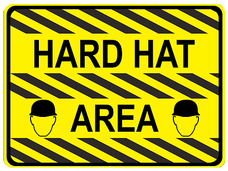 "Hard Hat Area" Durable Matte Laminated Vinyl Floor Sign- Various Sizes Available