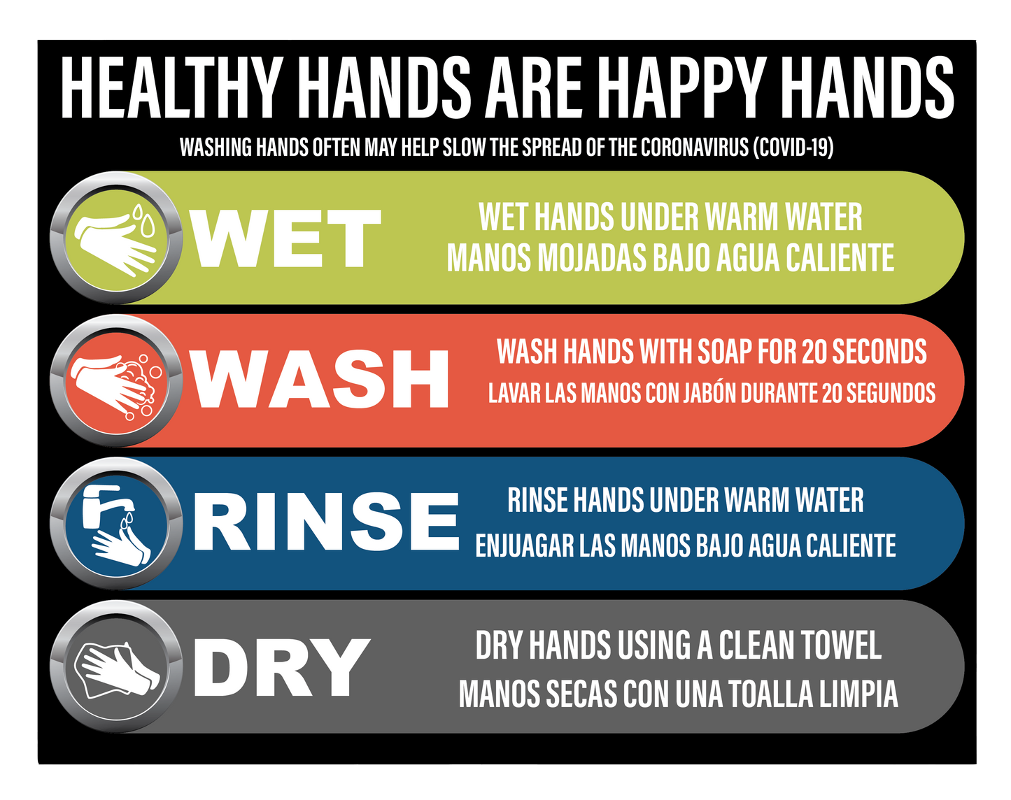 "Healthy Hands are Happy Hands" Adhesive Durable Vinyl Decal- 8.5x11”