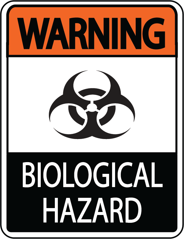 Warning "Biological Hazard" Durable Matte Laminated Vinyl Floor Sign- Various Sizes Available