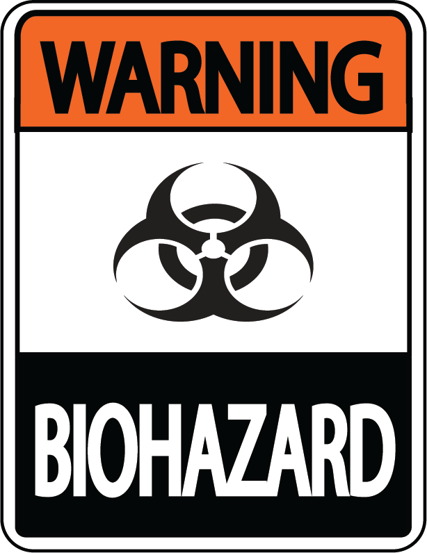 Warning "Biohazard" Durable Matte Laminated Vinyl Floor Sign- Various Sizes Available