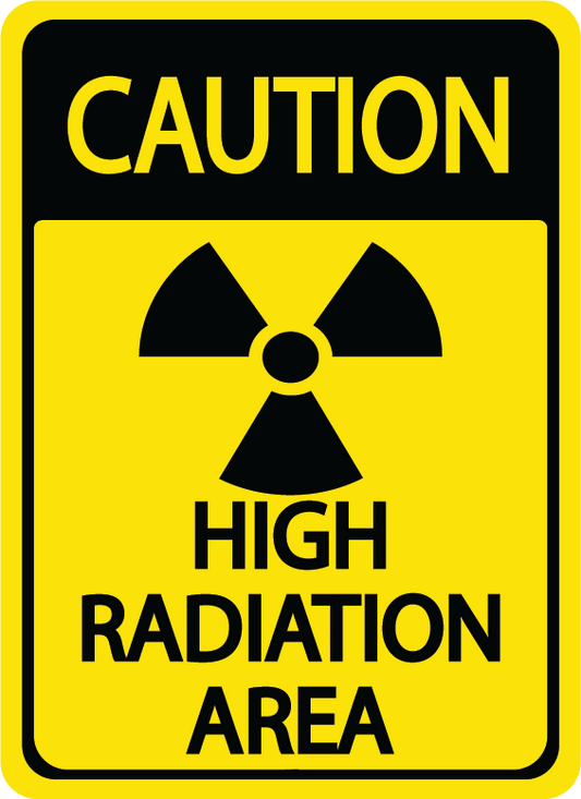 Caution "High Radiation" Durable Matte Laminated Vinyl Floor Sign- Various Sizes Available