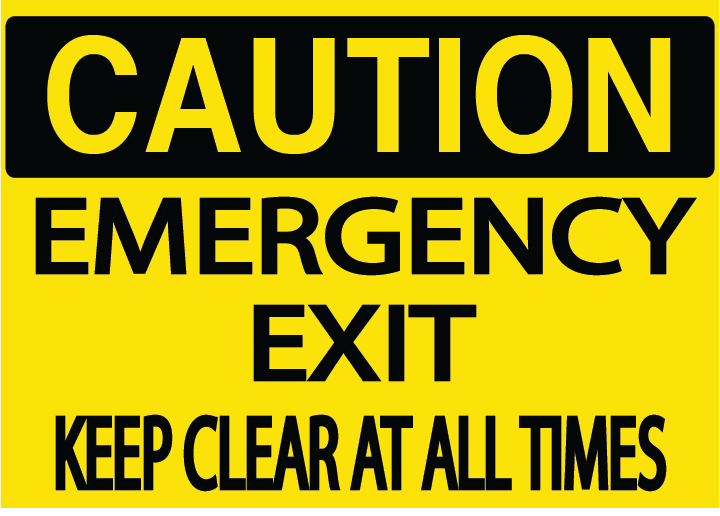Caution "Emergency Exit" Durable Matte Laminated Vinyl Floor Sign- Various Sizes Available