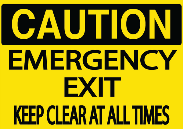 Caution "Emergency Exit" Durable Matte Laminated Vinyl Floor Sign- Various Sizes Available