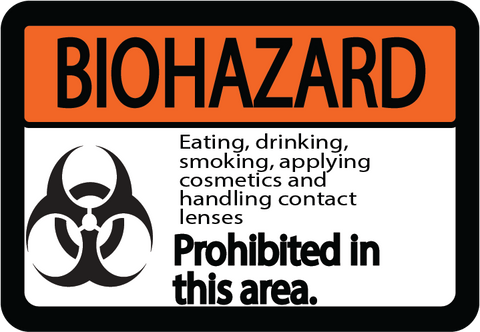 Biohazard "Eating, Drinking, Etc. Prohibited in this Area" Durable Matte Laminated Vinyl Floor Sign- Various Sizes Available