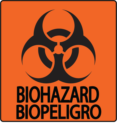 "Biohazard" English and Spanish, Durable Matte Laminated Vinyl Floor Sign- Various Sizes Available