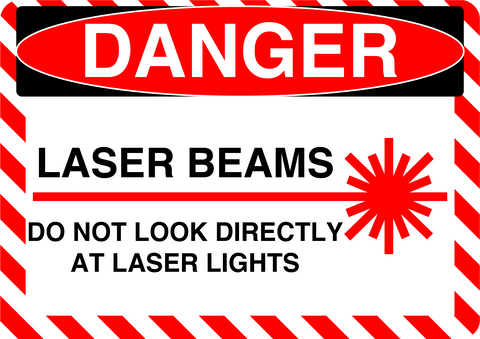 Danger "Laser Beam" Durable Matte Laminated Vinyl Floor Sign- Various Sizes Available