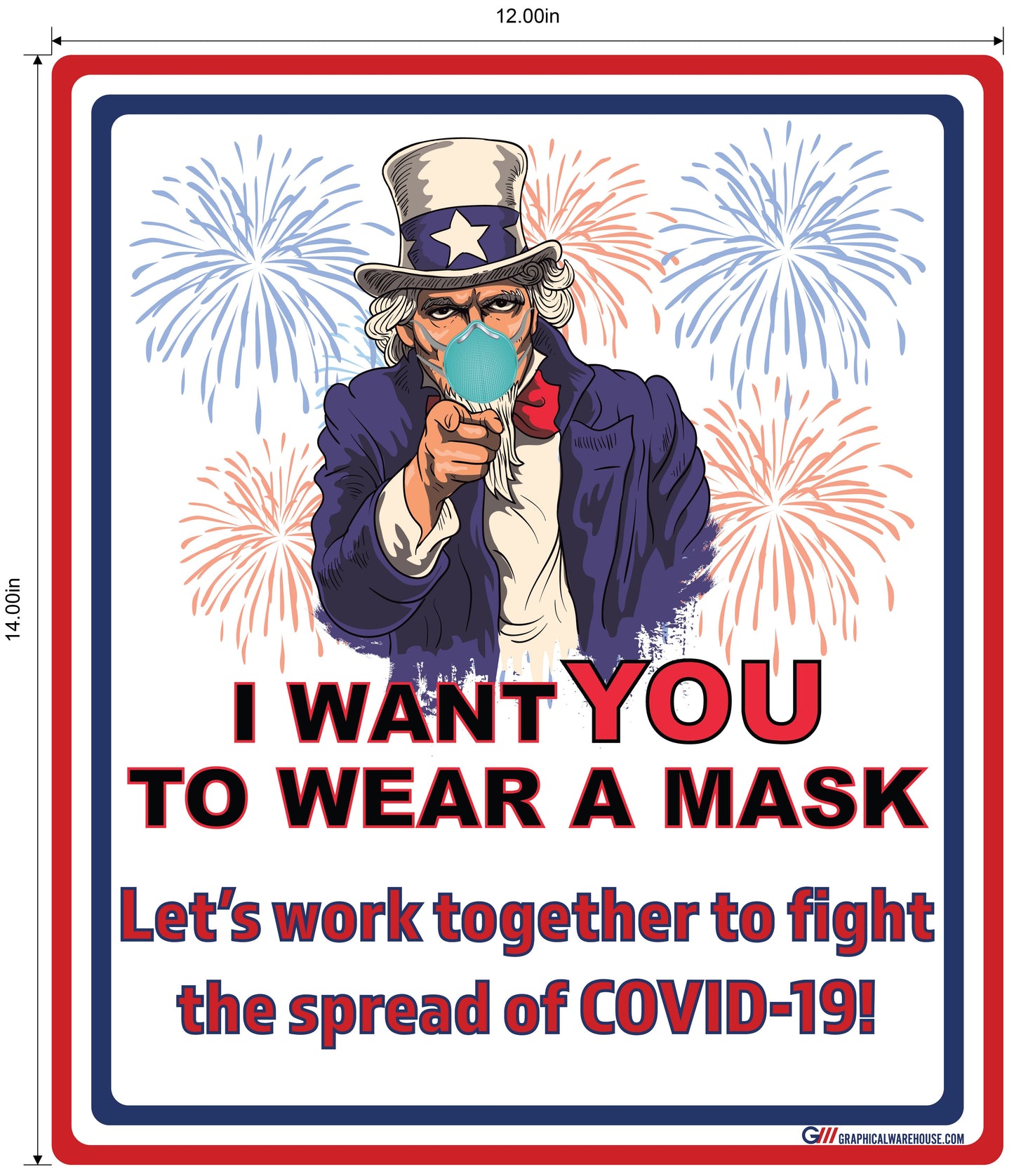 "I Want You to Wear A Mask" Uncle Sam- Adhesive Durable Vinyl Decal- Various Sizes Available