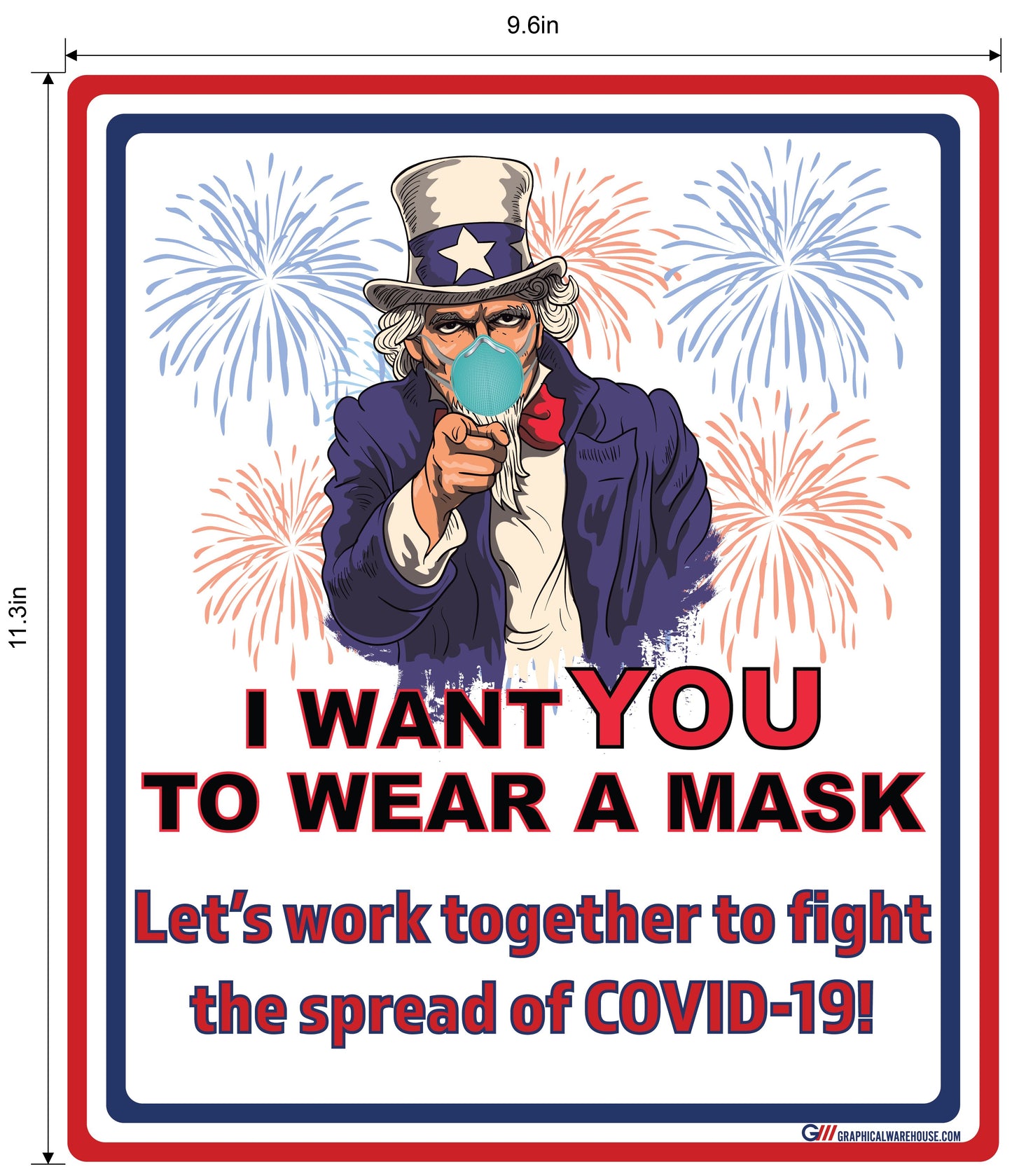 "I Want You to Wear A Mask" Uncle Sam- Adhesive Durable Vinyl Decal- Various Sizes Available