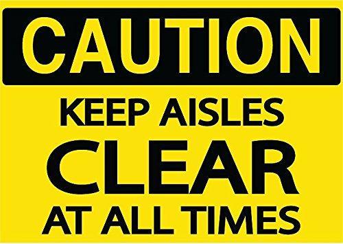 Caution "Keep Aisles Clear At All Times" Durable Matte Laminated Vinyl Floor Sign- Various Sizes Available