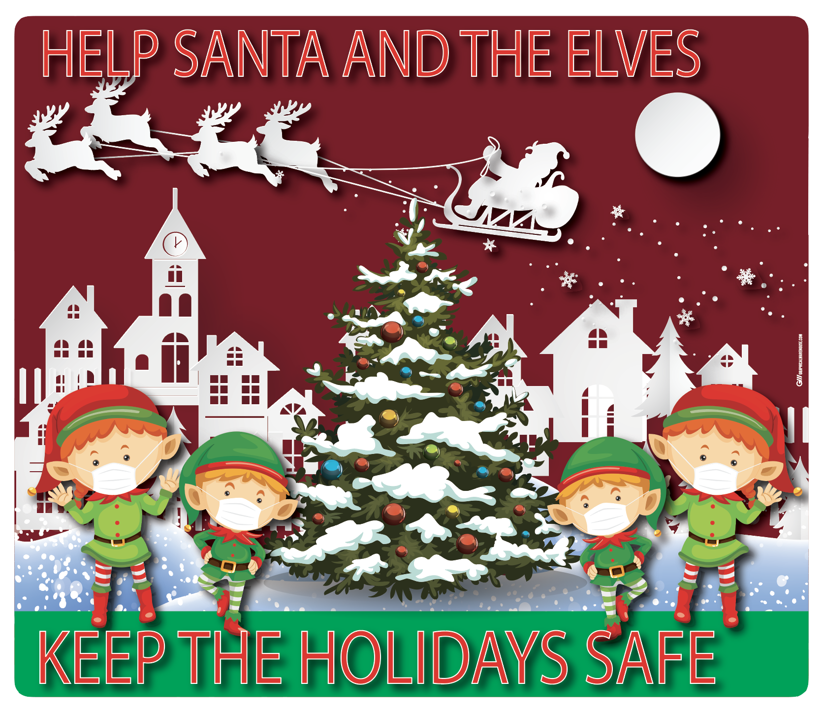 "Keep Santa, Elves, and the Holidays Safe" Adhesive Durable Vinyl Decal- Various Sizes Available