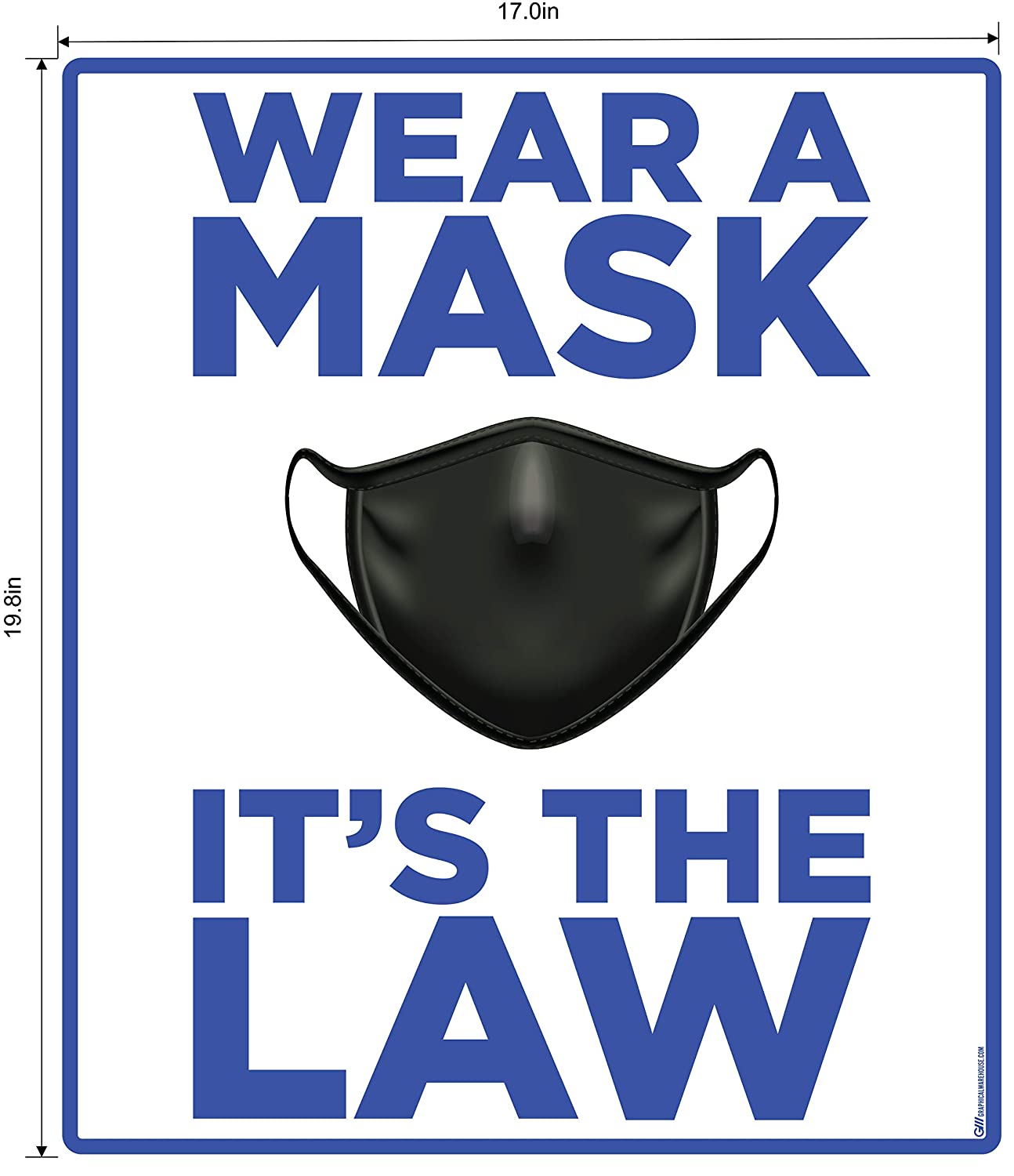 "Wear A Mask, It's the Law" Adhesive Durable Vinyl Decal- Various Sizes/Colors Available