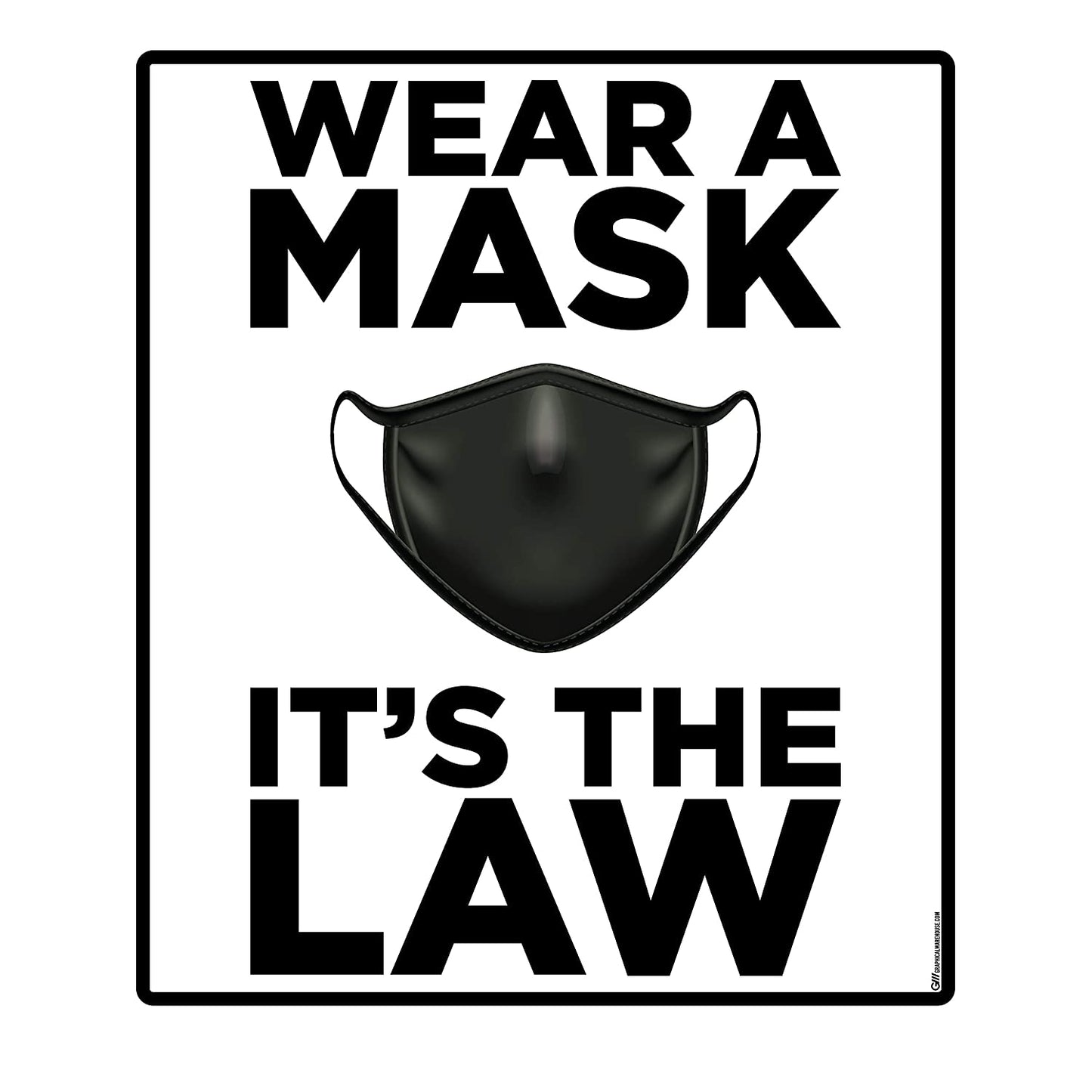 "Wear A Mask, It's the Law" Adhesive Durable Vinyl Decal- Various Sizes/Colors Available