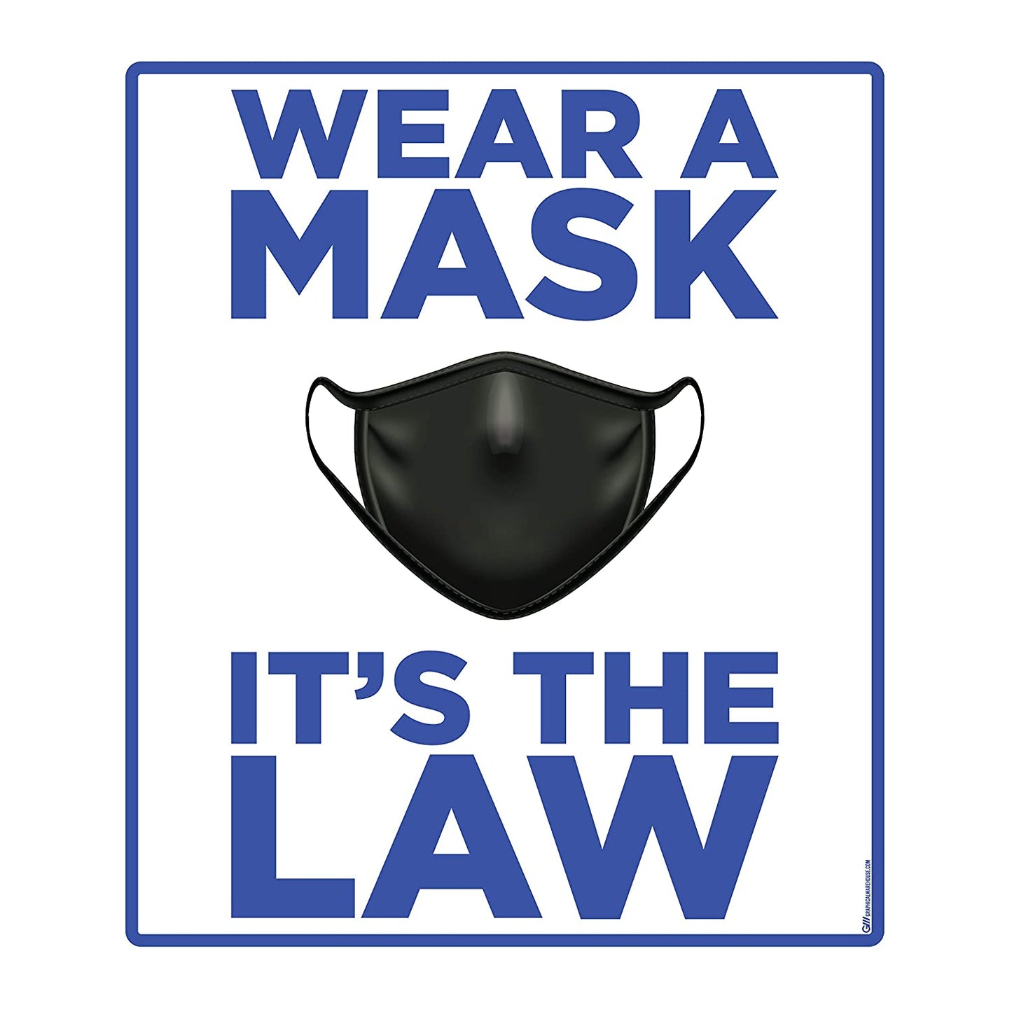 "Wear A Mask, It's the Law" Adhesive Durable Vinyl Decal- Various Sizes/Colors Available