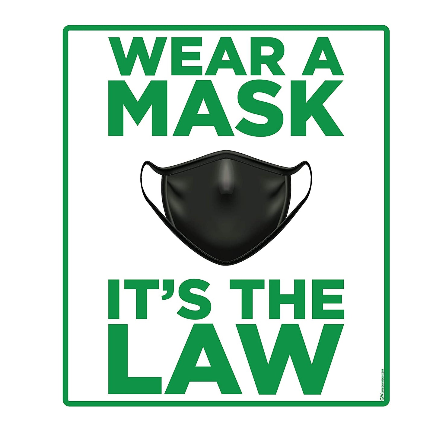 "Wear A Mask, It's the Law" Adhesive Durable Vinyl Decal- Various Sizes/Colors Available