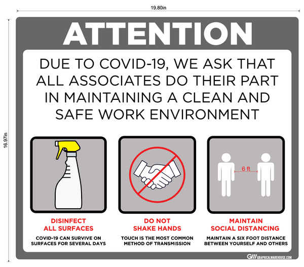 "Maintain a Clean and Safe Work Environment" Adhesive Durable Vinyl Decal- Various Sizes/Colors Available