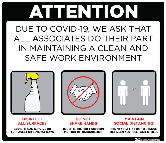 "Maintain a Clean and Safe Work Environment" Adhesive Durable Vinyl Decal- Various Sizes/Colors Available