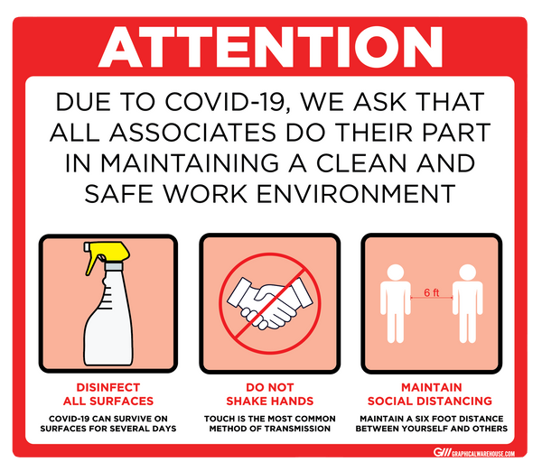 "Maintain a Clean and Safe Work Environment" Adhesive Durable Vinyl Decal- Various Sizes/Colors Available