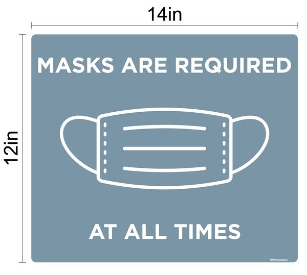 "Mask Required at all Times" Adhesive Durable Vinyl Decal- Various Sizes/Colors Available