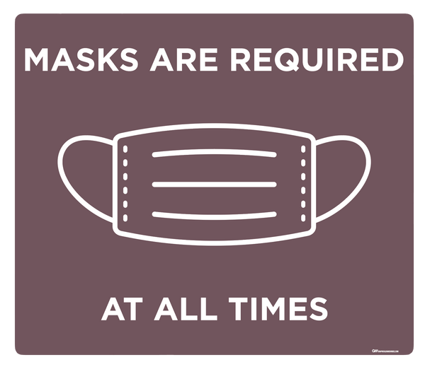 "Mask Required at all Times" Adhesive Durable Vinyl Decal- Various Sizes/Colors Available
