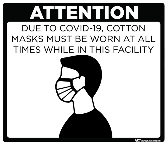 "Masks Must Be Worn At All Times in Facility" Adhesive Durable Vinyl Decal- Various Sizes/Colors Available