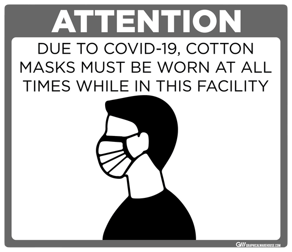 "Masks Must Be Worn At All Times in Facility" Adhesive Durable Vinyl Decal- Various Sizes/Colors Available