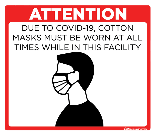 "Masks Must Be Worn At All Times in Facility" Adhesive Durable Vinyl Decal- Various Sizes/Colors Available