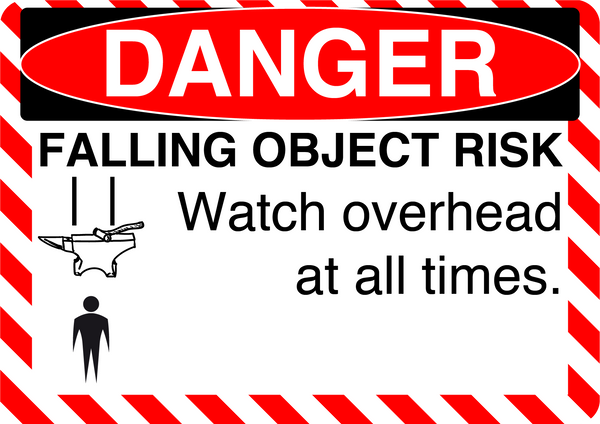 Danger "Falling Object Risk" Version 2, Durable Matte Laminated Vinyl Floor Sign- Various Sizes Available
