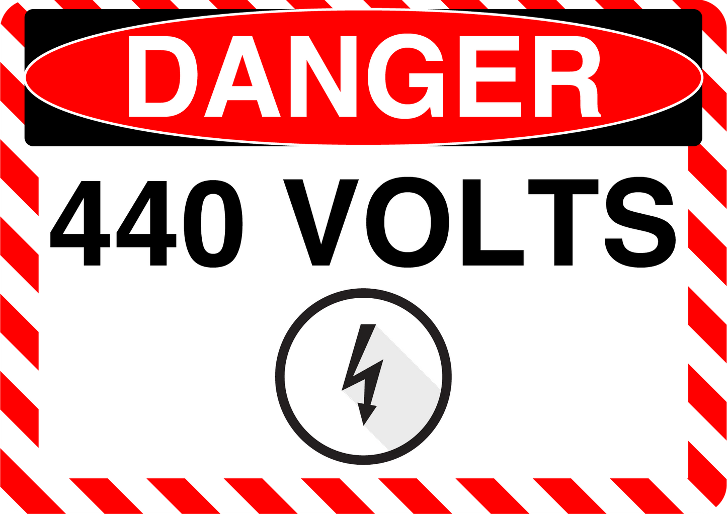 Danger "440 Volts" Durable Matte Laminated Vinyl Floor Sign- Various Sizes Available