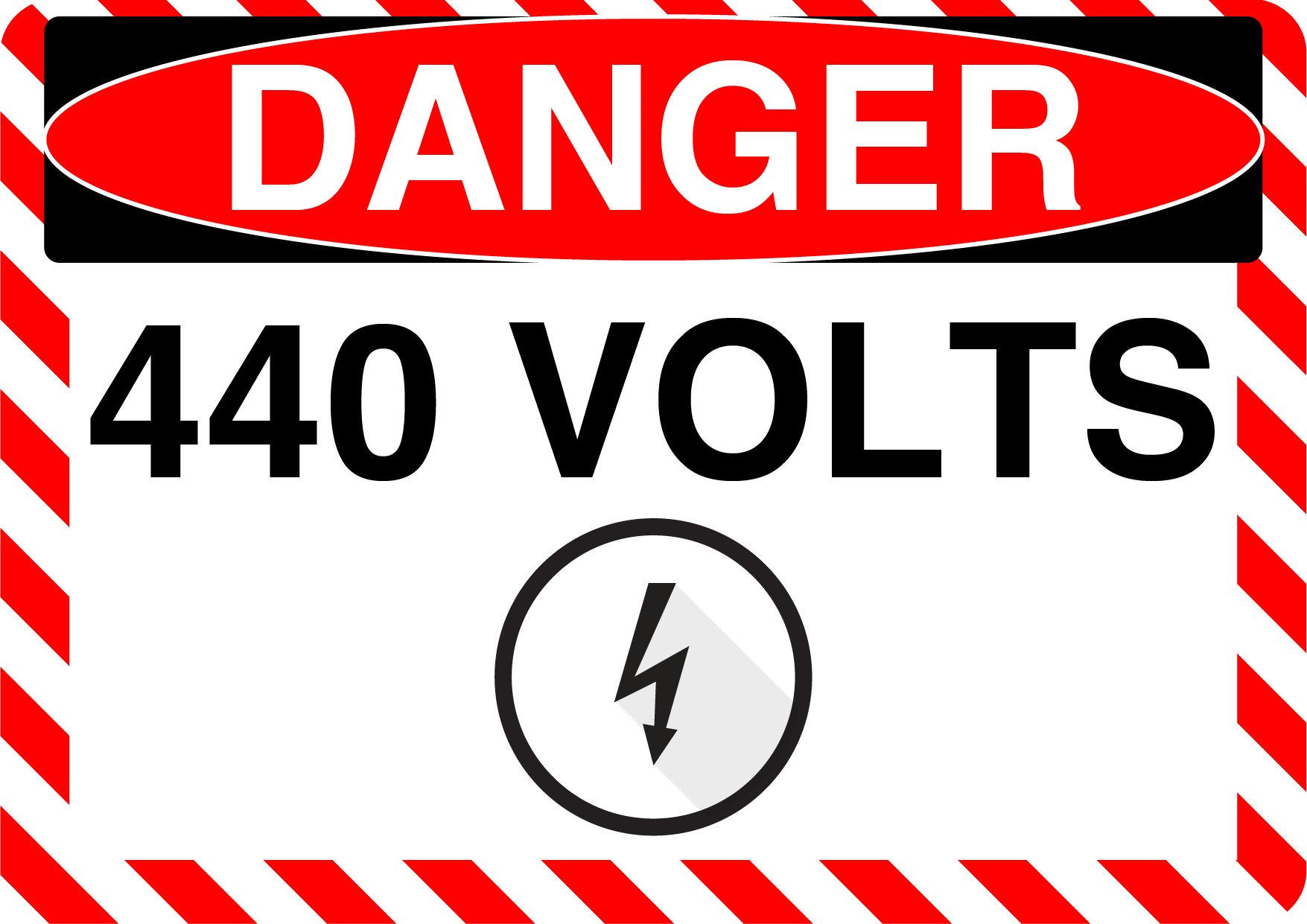 Danger "440 Volts" Durable Matte Laminated Vinyl Floor Sign- Various Sizes Available