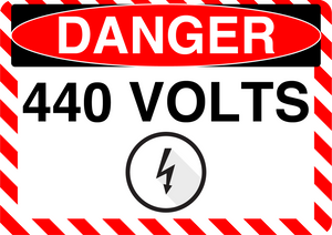Danger "440 Volts" Durable Matte Laminated Vinyl Floor Sign- Various Sizes Available