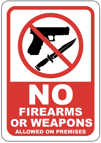 "No Firearms or Weapons Allowed on Premises" Reflective Coroplast Sign