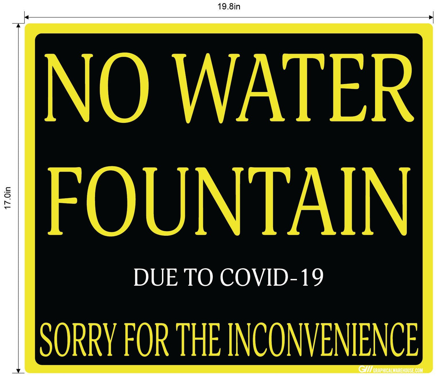 "No Water Fountain" Adhesive Durable Vinyl Decal- Various Sizes Available