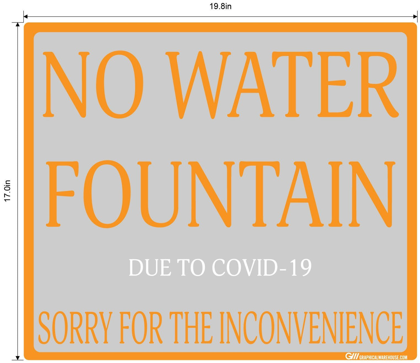 "No Water Fountain" Adhesive Durable Vinyl Decal- Various Sizes Available