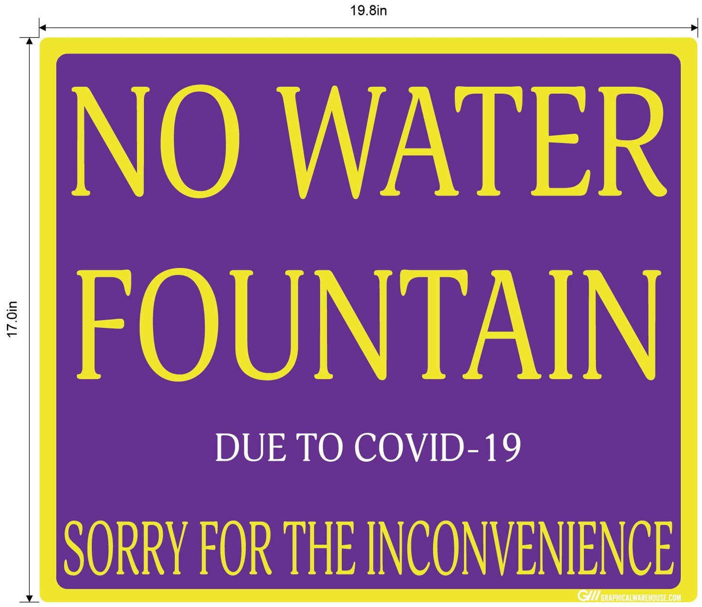 "No Water Fountain" Adhesive Durable Vinyl Decal- Various Sizes Available