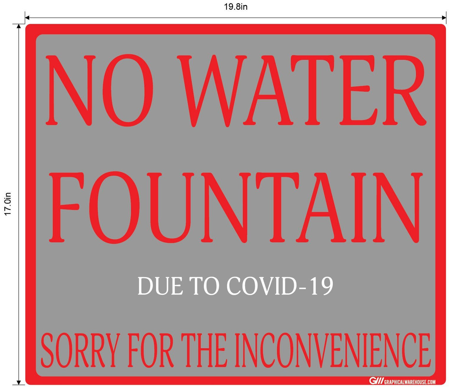 "No Water Fountain" Adhesive Durable Vinyl Decal- Various Sizes Available