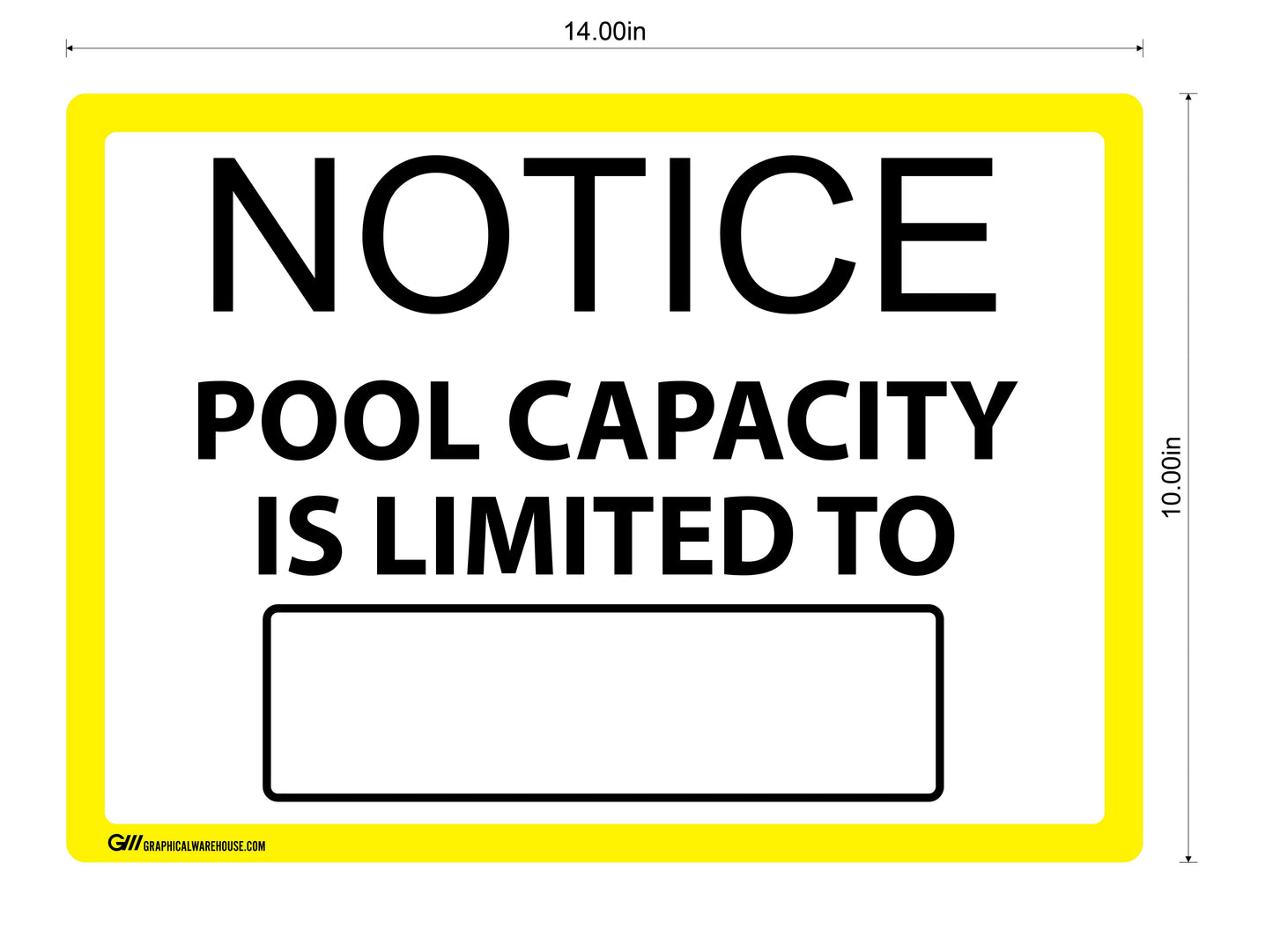 "Notice: Pool Capacity"  Adhesive Durable Vinyl Decal- Various Colors Available- 14x10"