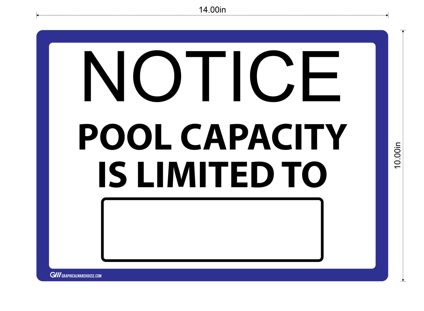 "Notice: Pool Capacity"  Adhesive Durable Vinyl Decal- Various Colors Available- 14x10"