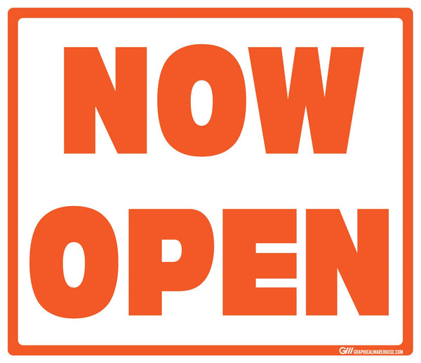 "Now Open" Adhesive Durable Vinyl Decal- Various Sizes/Colors Available