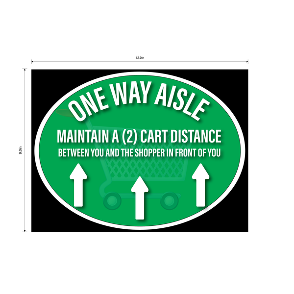 "One Way Aisle" Durable Matte Laminated Vinyl Floor Sign- 12x9"