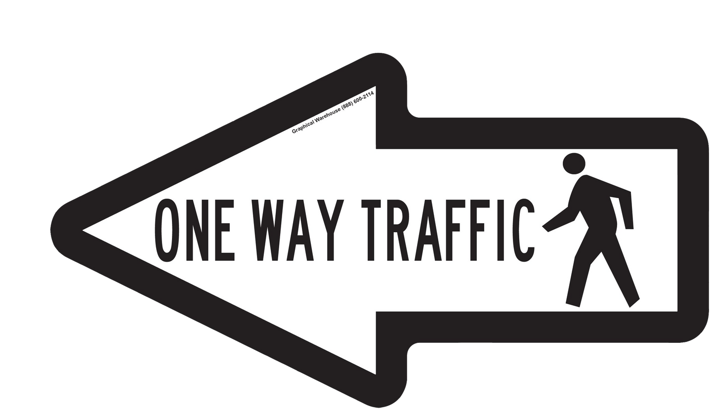 "One Way Pedestrian Traffic" Arrow- Durable Matte Laminated Vinyl Floor Sign- 15.75x8.5"