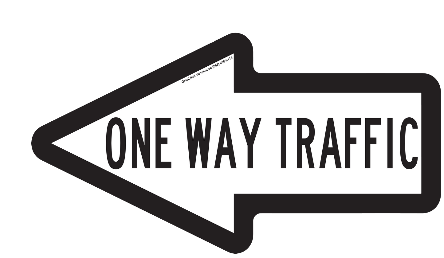 "One Way Traffic" Arrow- Durable Matte Laminated Vinyl Floor Sign- 15.75x8.5"