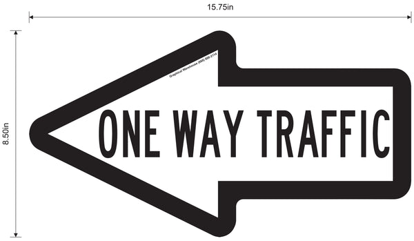 "One Way Traffic" Arrow- Durable Matte Laminated Vinyl Floor Sign- 15.75x8.5"
