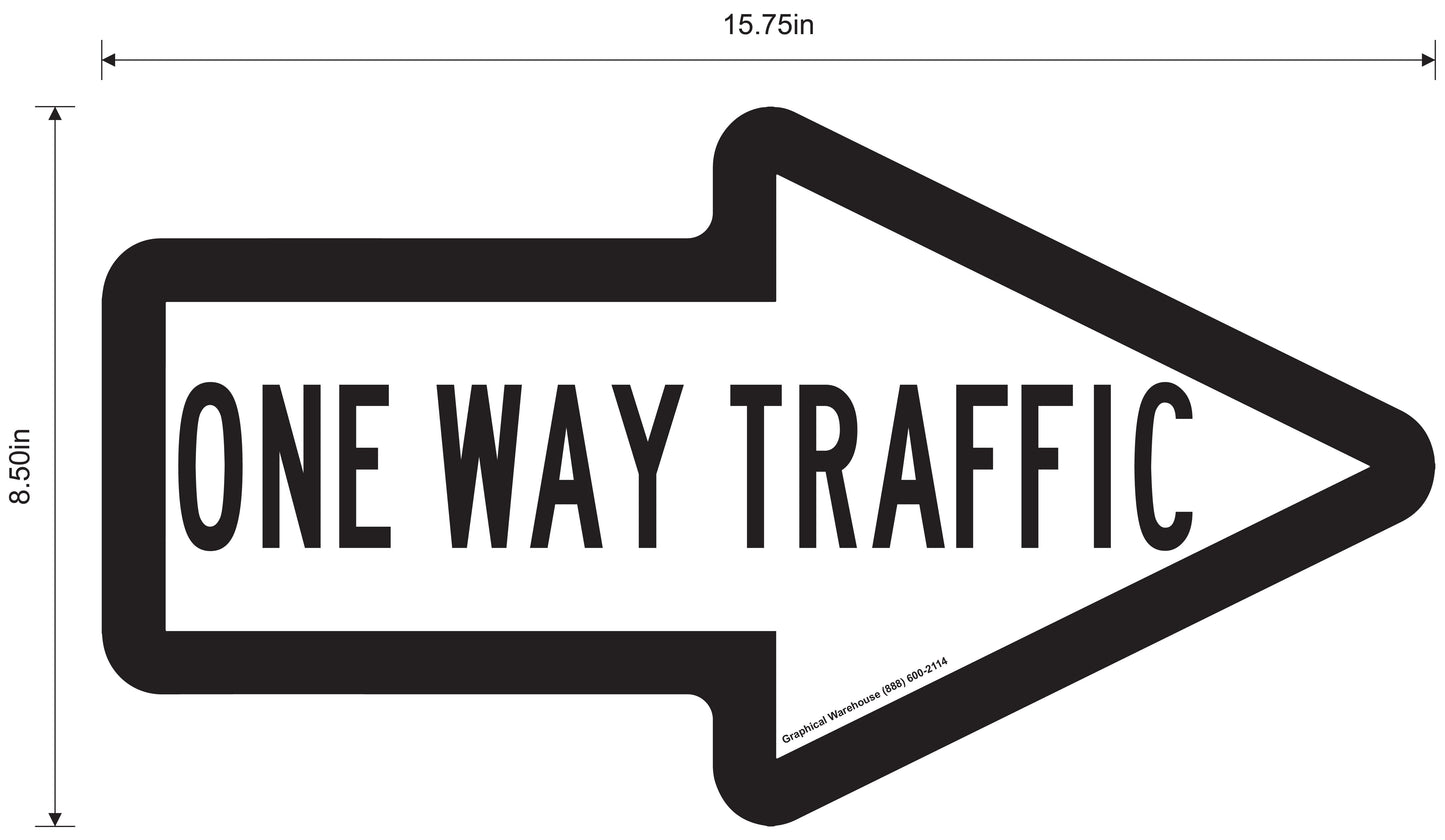 "One Way Traffic" Arrow- Durable Matte Laminated Vinyl Floor Sign- 15.75x8.5"