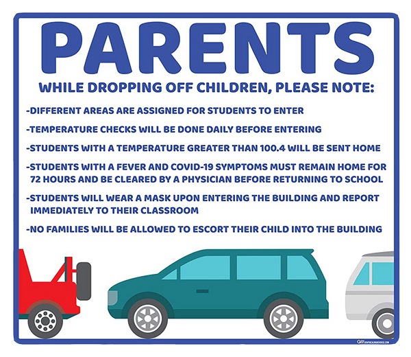 "Parents, School Drop Off" Adhesive Durable Vinyl Decal- Various Sizes/Colors Available