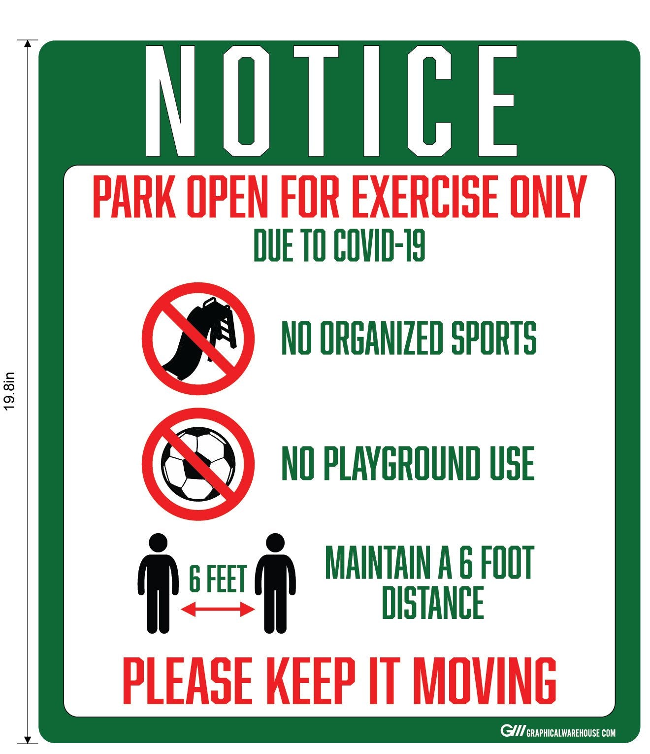 "Notice: Park Open for Exercise Only" Adhesive Durable Vinyl Decal- Various Sizes Available