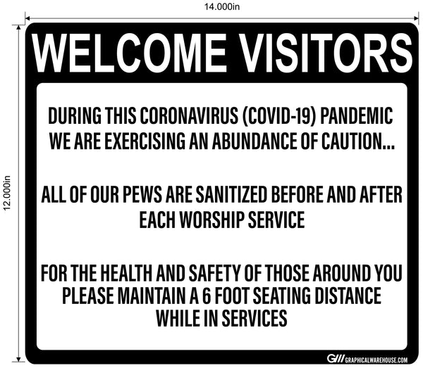 "Church, Sanitized Pews" Adhesive Durable Vinyl Decal- Various Sizes Available