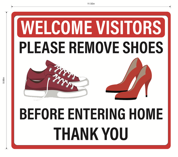 "Please Remove Shoes Before Entering Home" Adhesive Durable Vinyl Decal- Various Colors Available- 11.5x9.88"